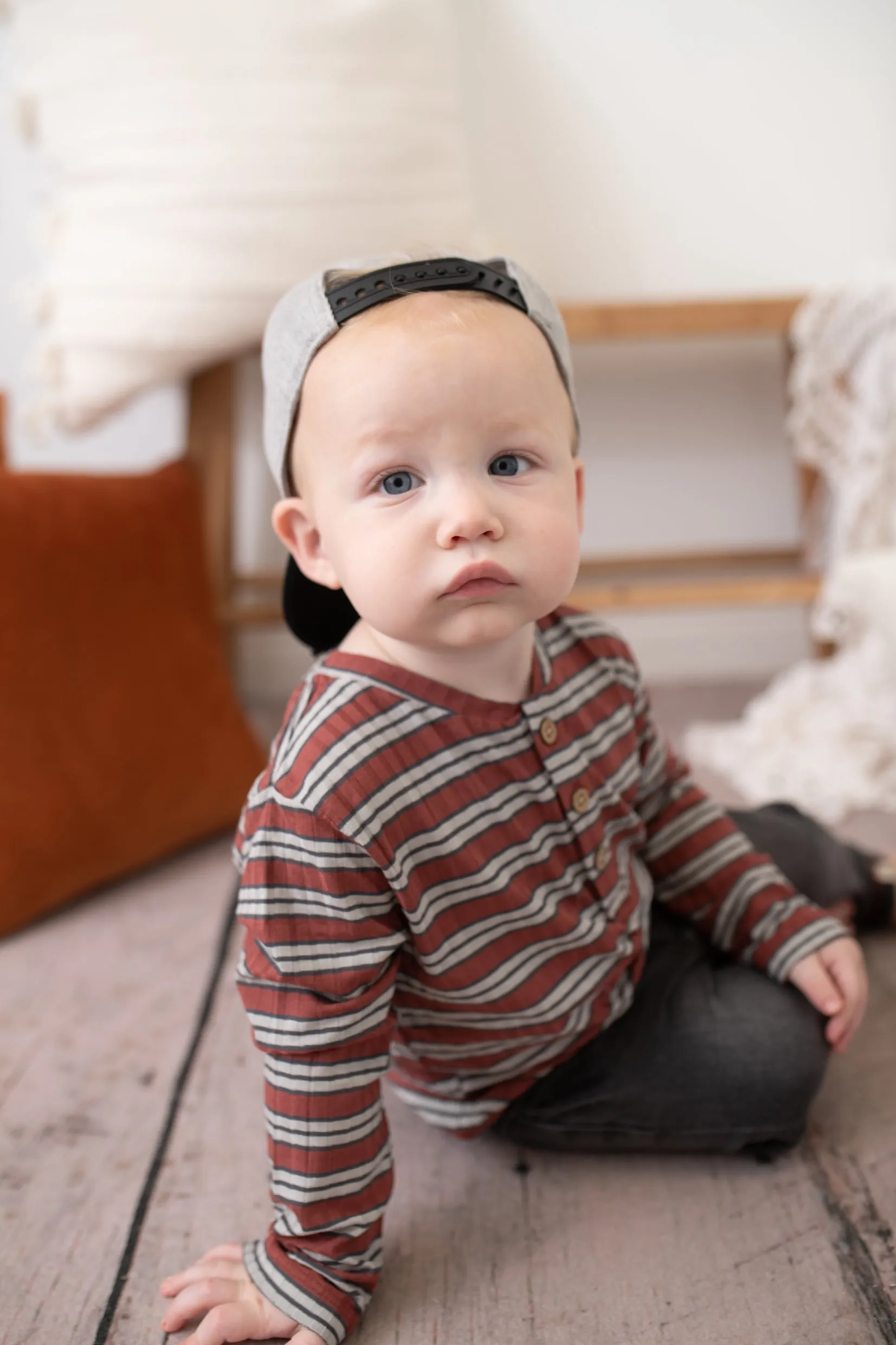 Adam Burgundy and Grey Striped Shirt