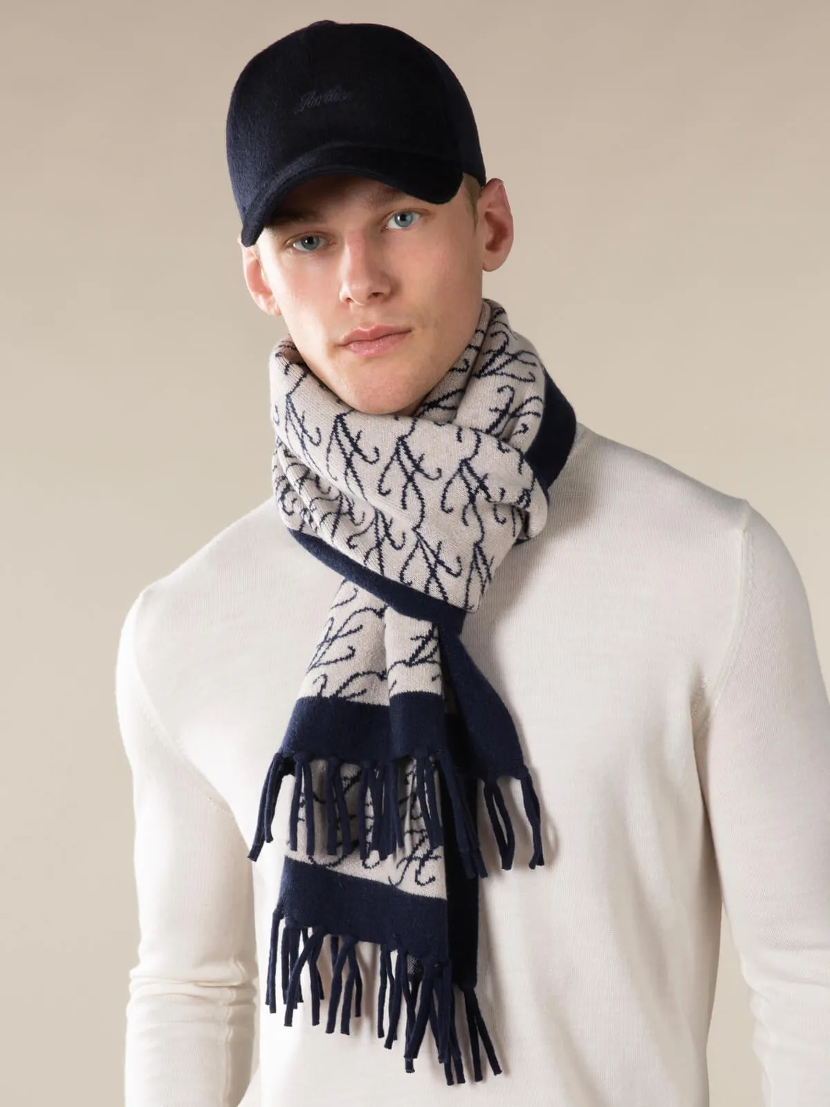 AUR1 Scarf Navy & Beige