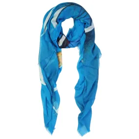 Blue Pacific Vintage Locale Bike Ride in Paris Micromodal Scarf in Cobalt Blue