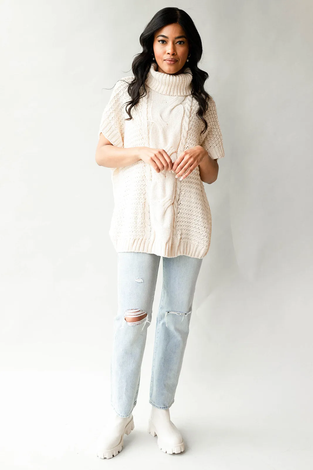 cable knit cape sweater