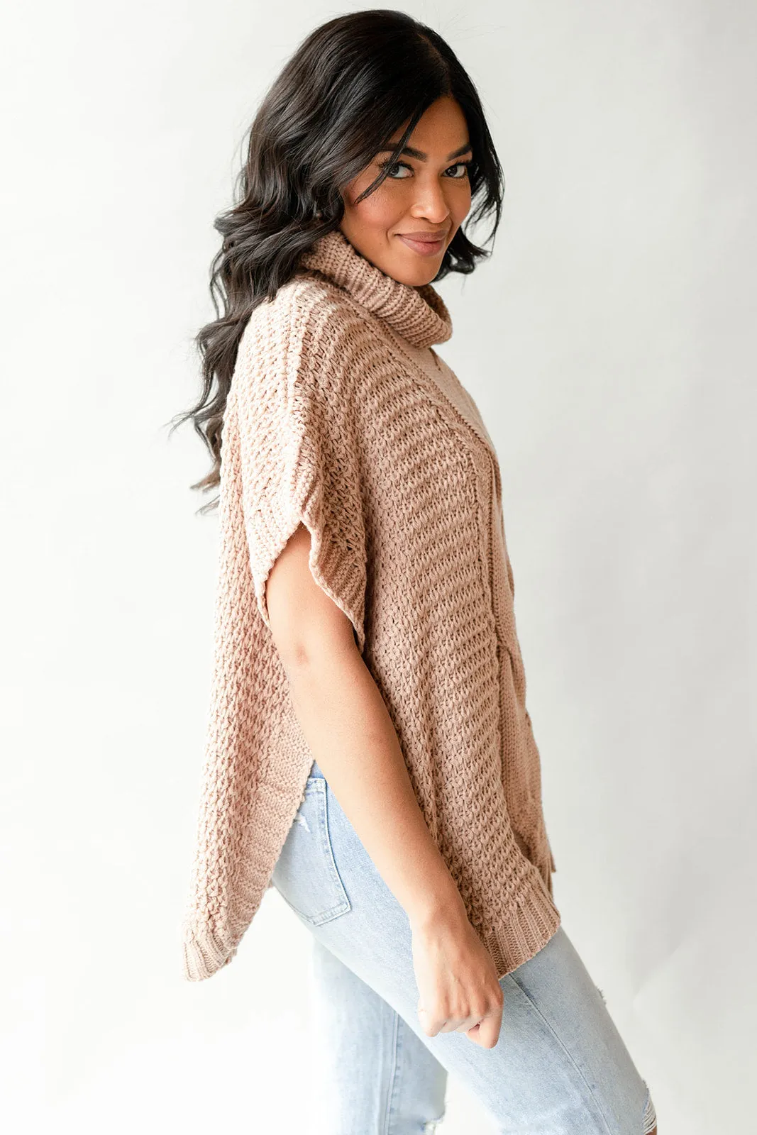 cable knit cape sweater