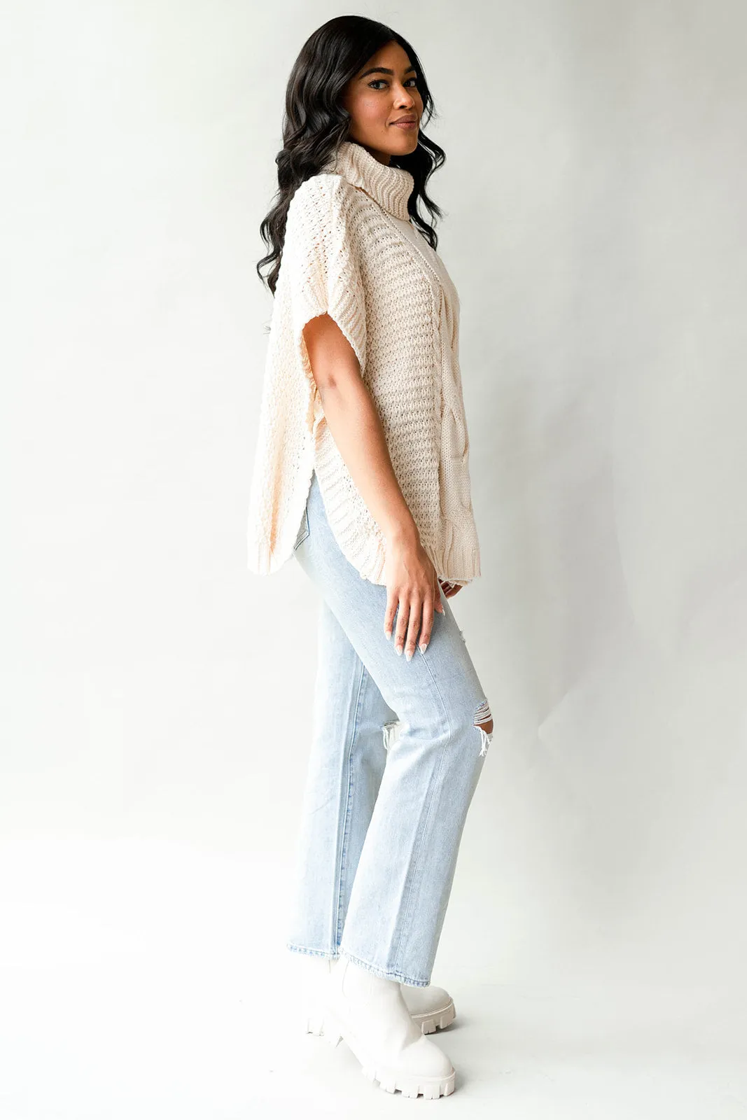 cable knit cape sweater