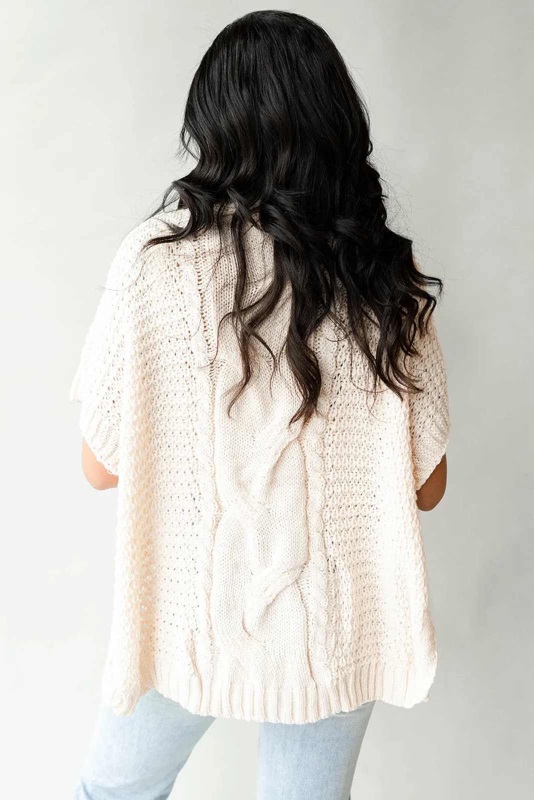 cable knit cape sweater