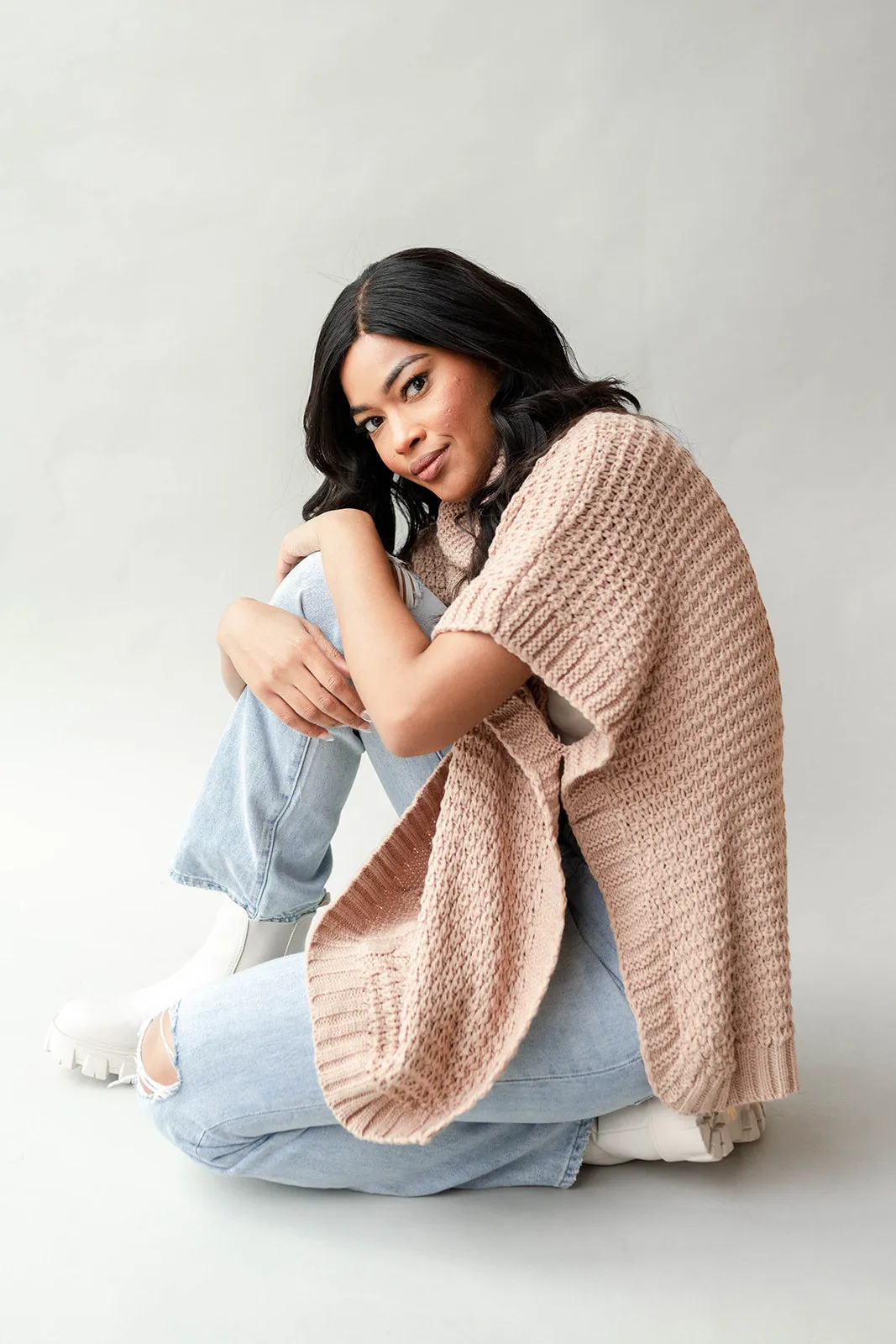 cable knit cape sweater