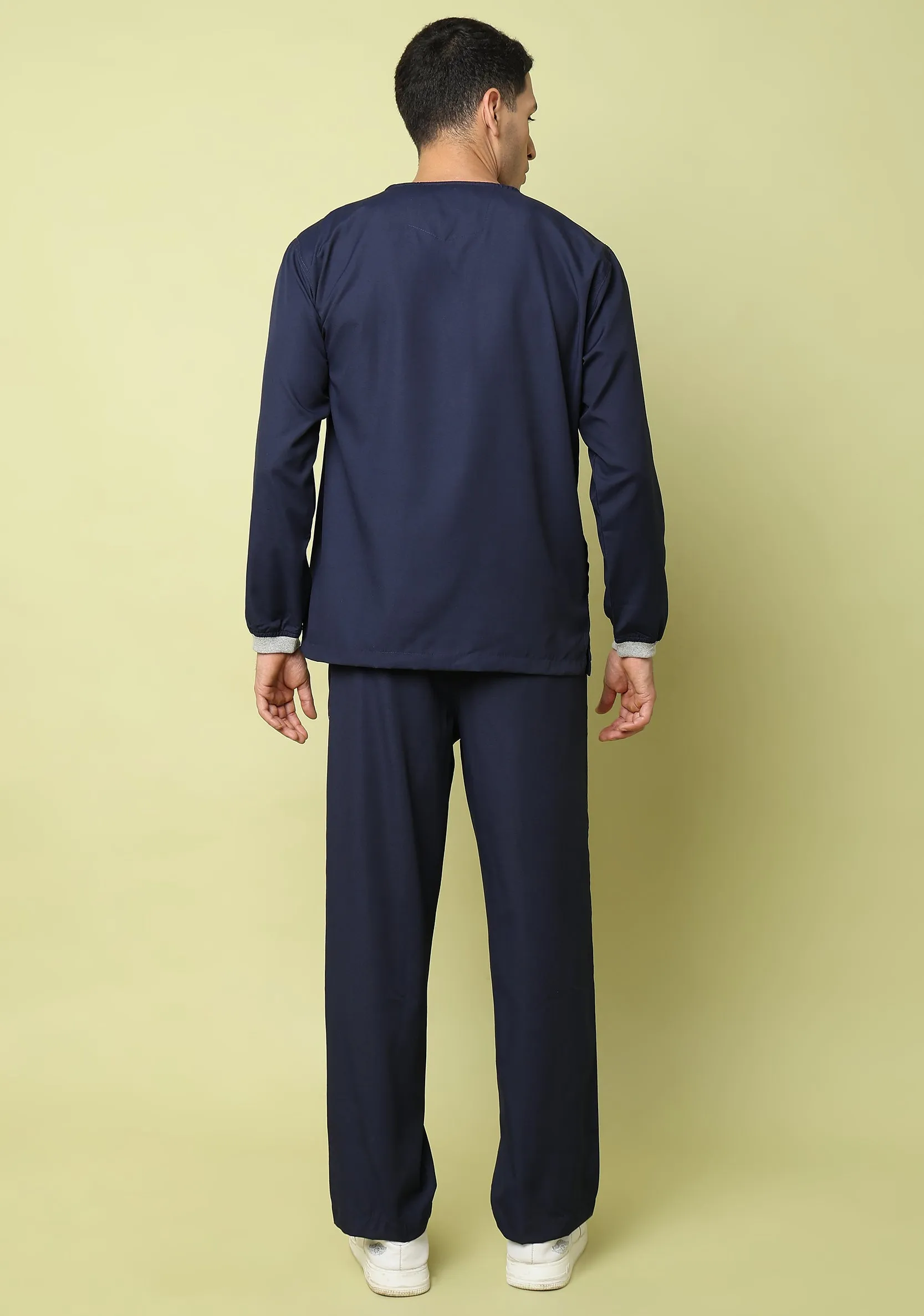 Classic Men's 5-Pocket Longsleeves (Navy Blue) Scrub