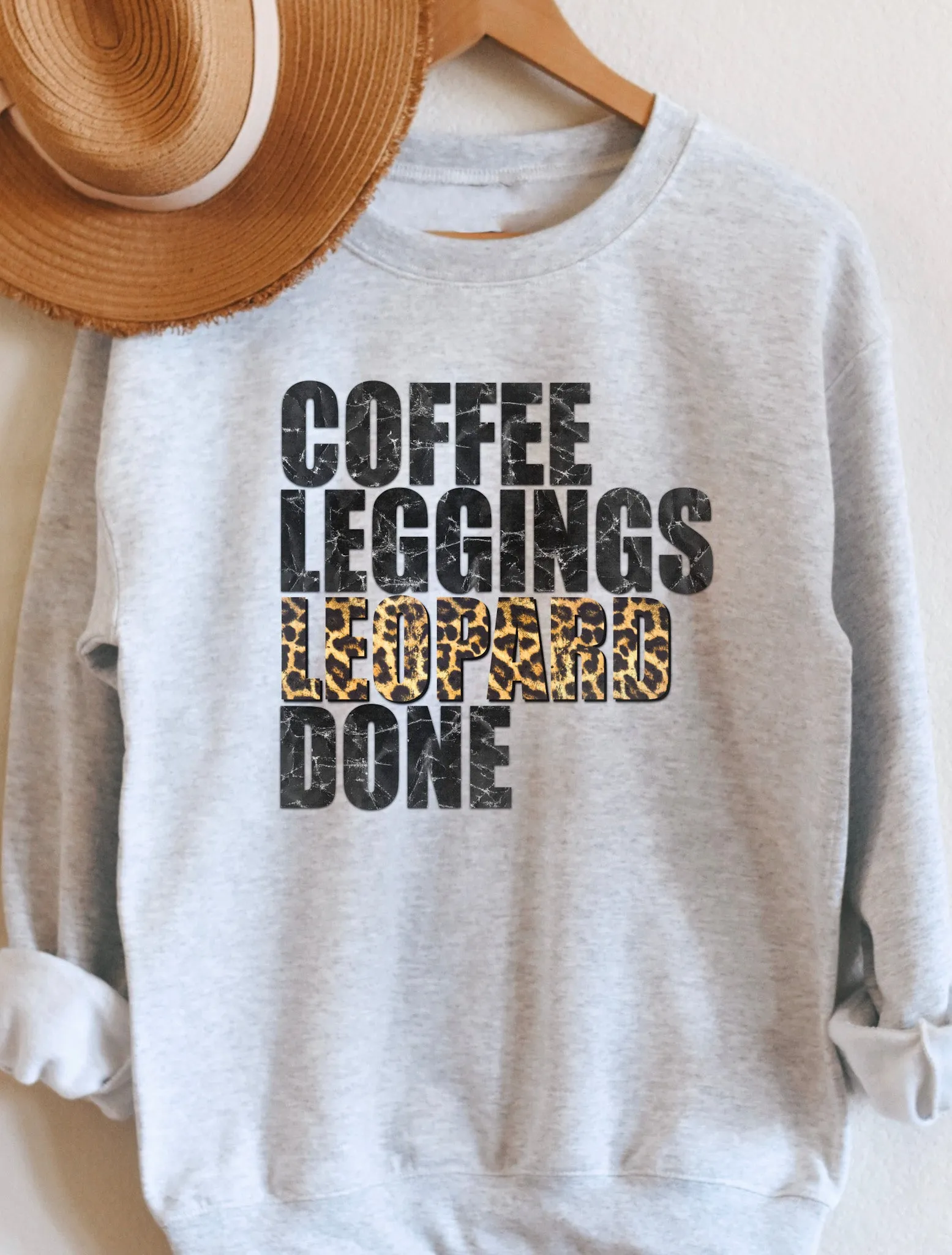 Coffee Leggings Leopard Graphic Sweatshirt