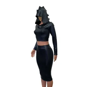 Dragon Costume - Black Holographic Hoodie & Skirt