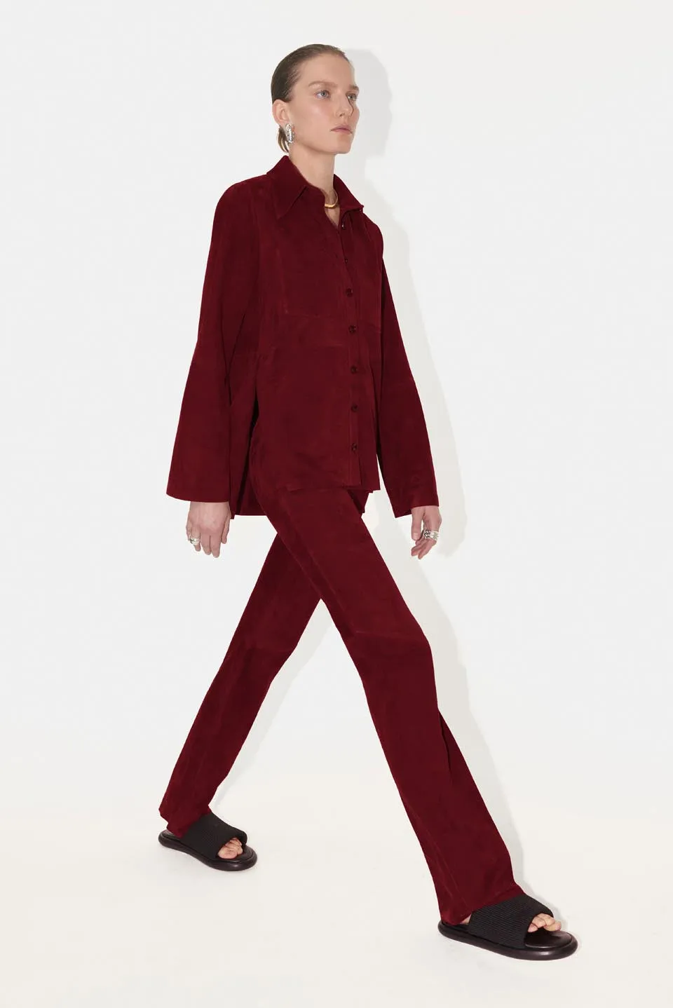 Farrah Suede Shirt - Oxblood