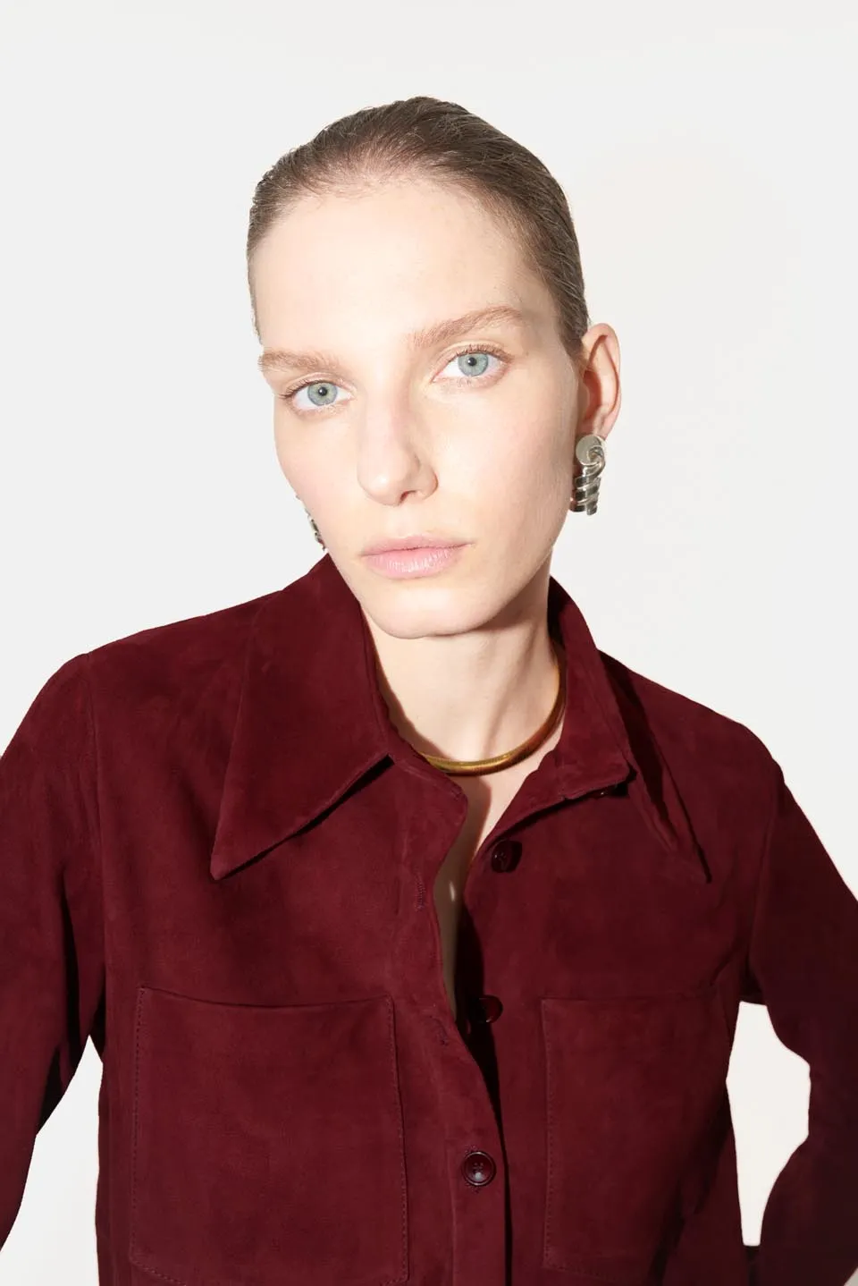 Farrah Suede Shirt - Oxblood