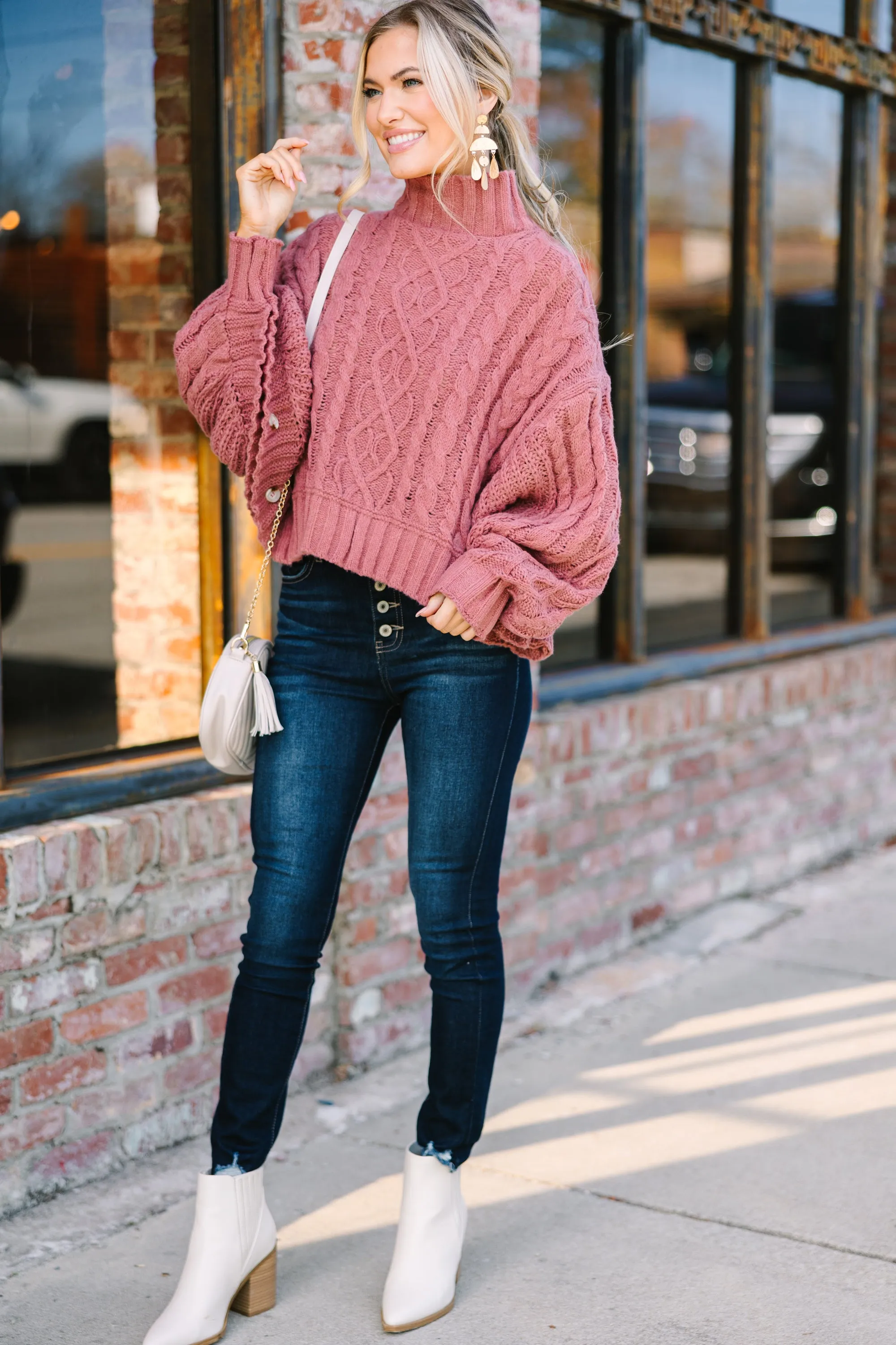 Fell In Love Mauve Pink Poncho Sweater