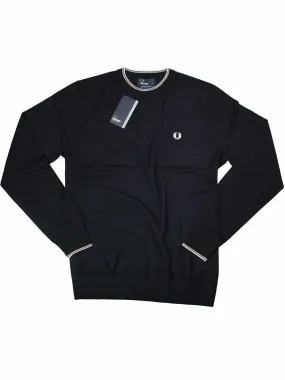 Mens Premium Fred Perry Fine Merino Wool Crew Neck Sweater