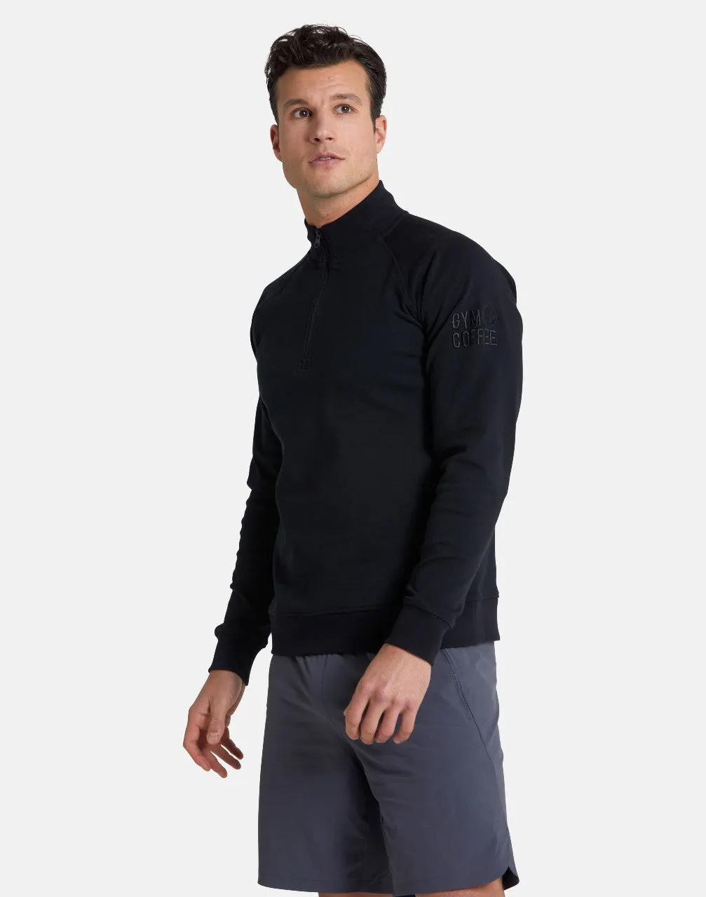 Gym Coffee Essential Half Zip (Mens) - Black