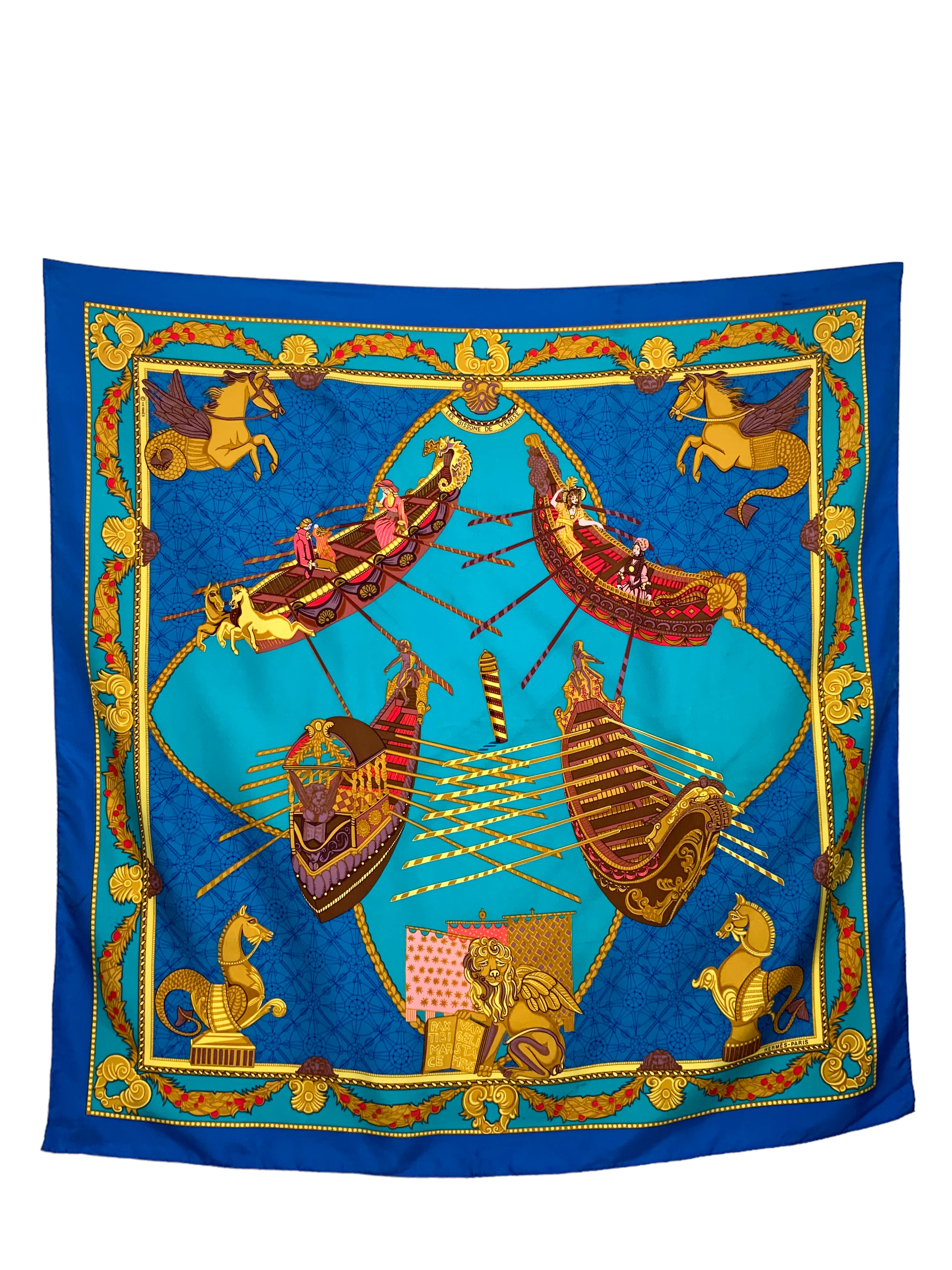 Hermes Les Bissone de Venise Silk Scarf 90