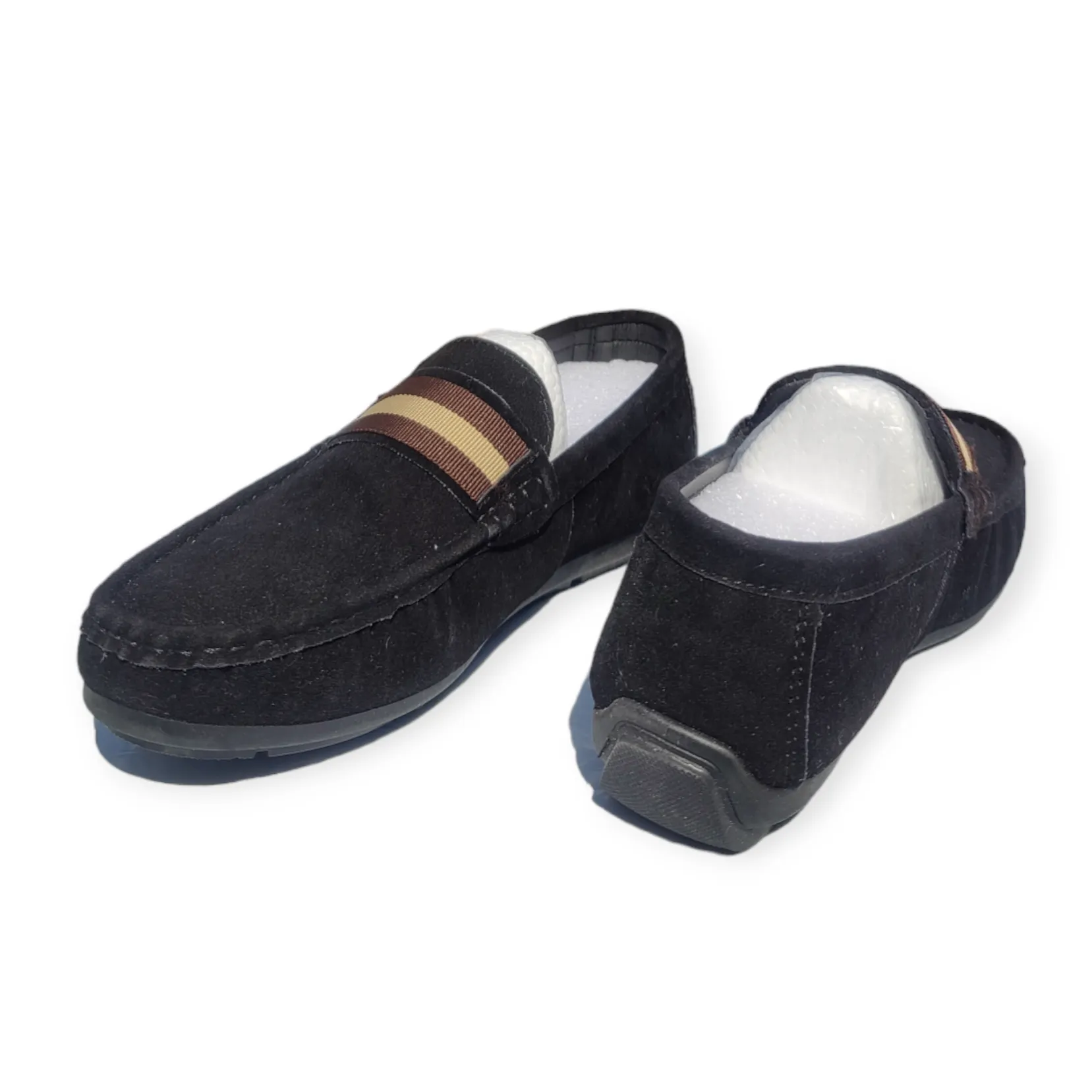 INSTOCK- MEN'S BLACK SMART LOAFER WITH STRIPES