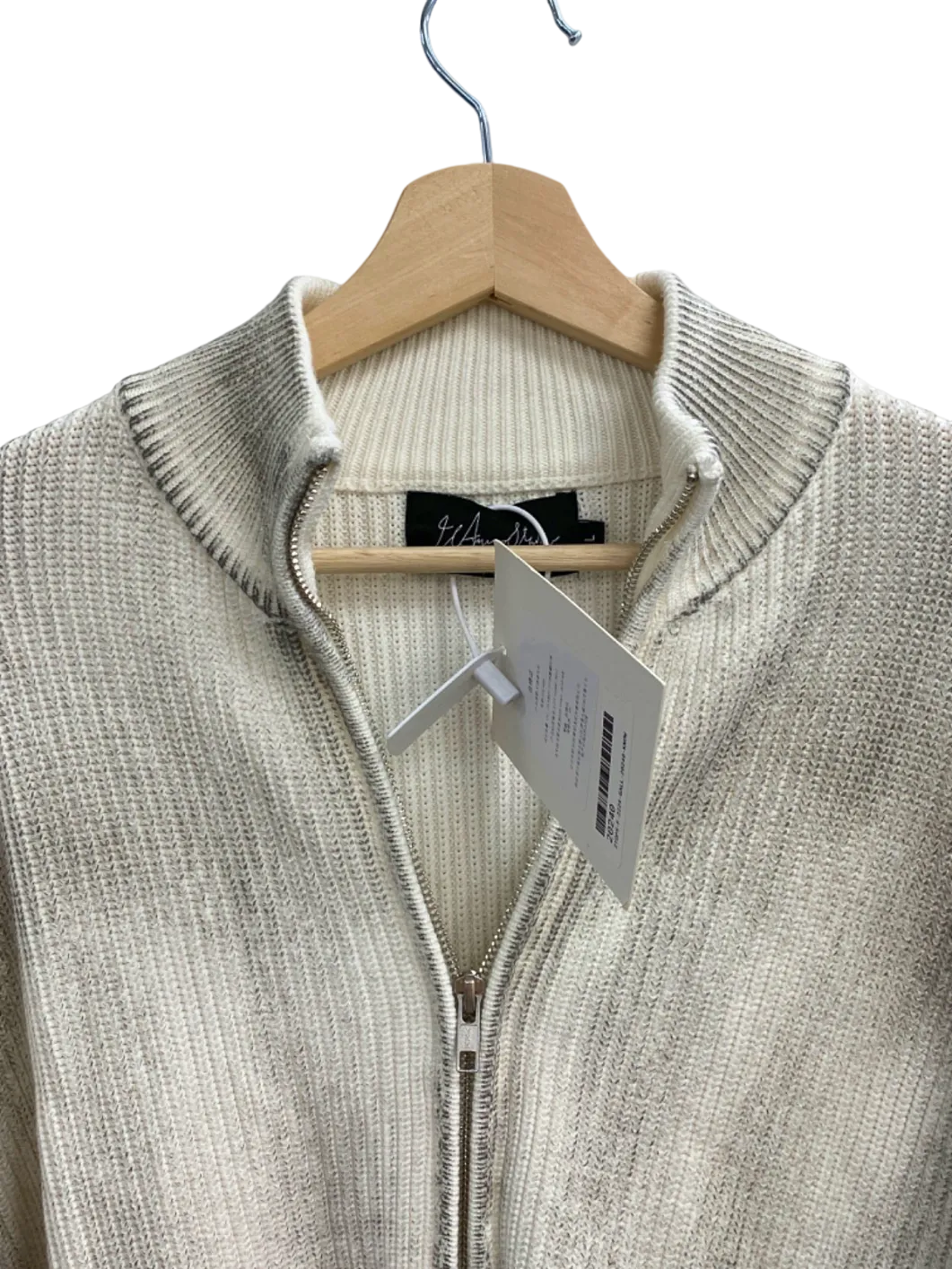 JCAESAR Off White Zip-Up Ribbed Sweater UK Size L