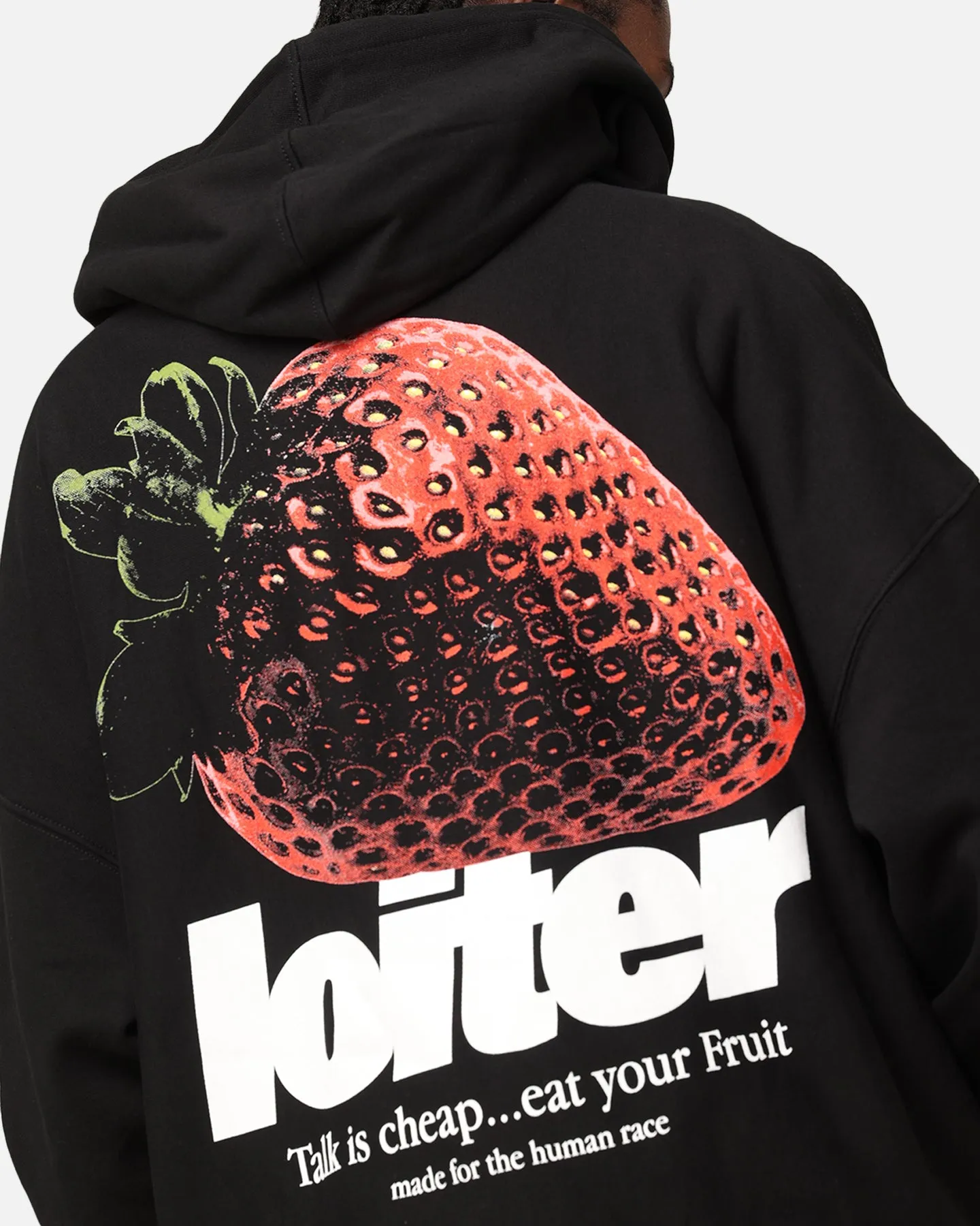 Loiter Strawberry Hoodie Black