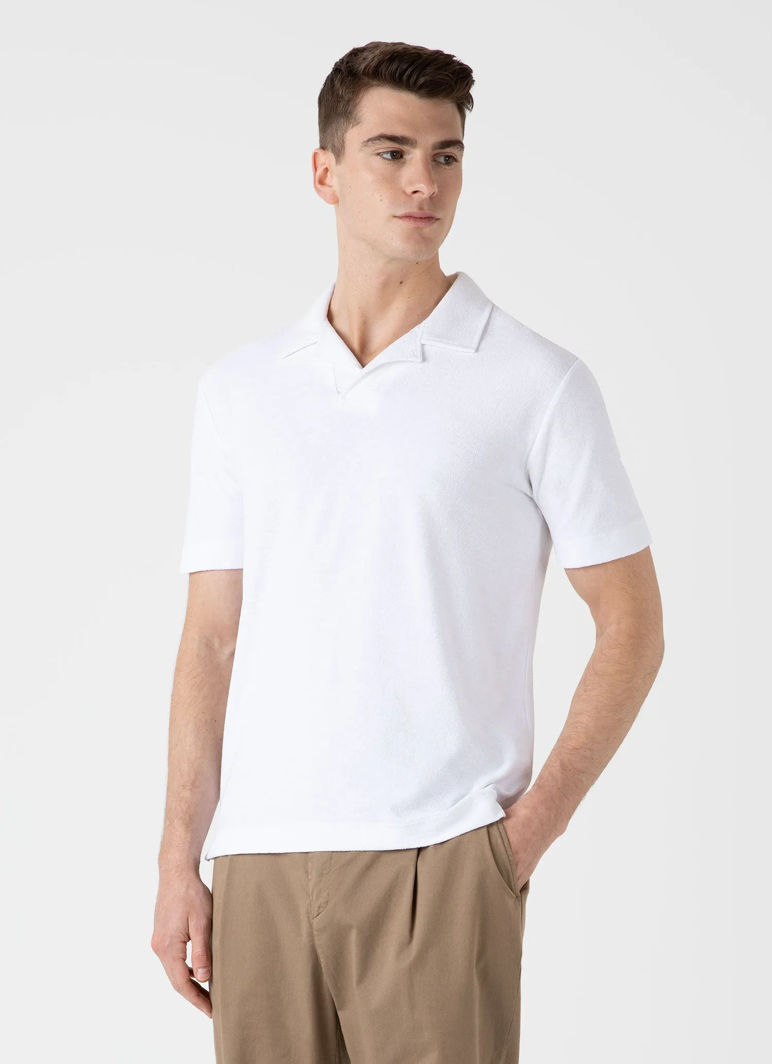 Men's Towelling Polo Shirt in White