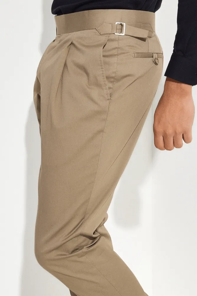 Milan Trouser - Latte Cotton Stretch