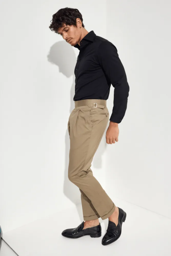 Milan Trouser - Latte Cotton Stretch