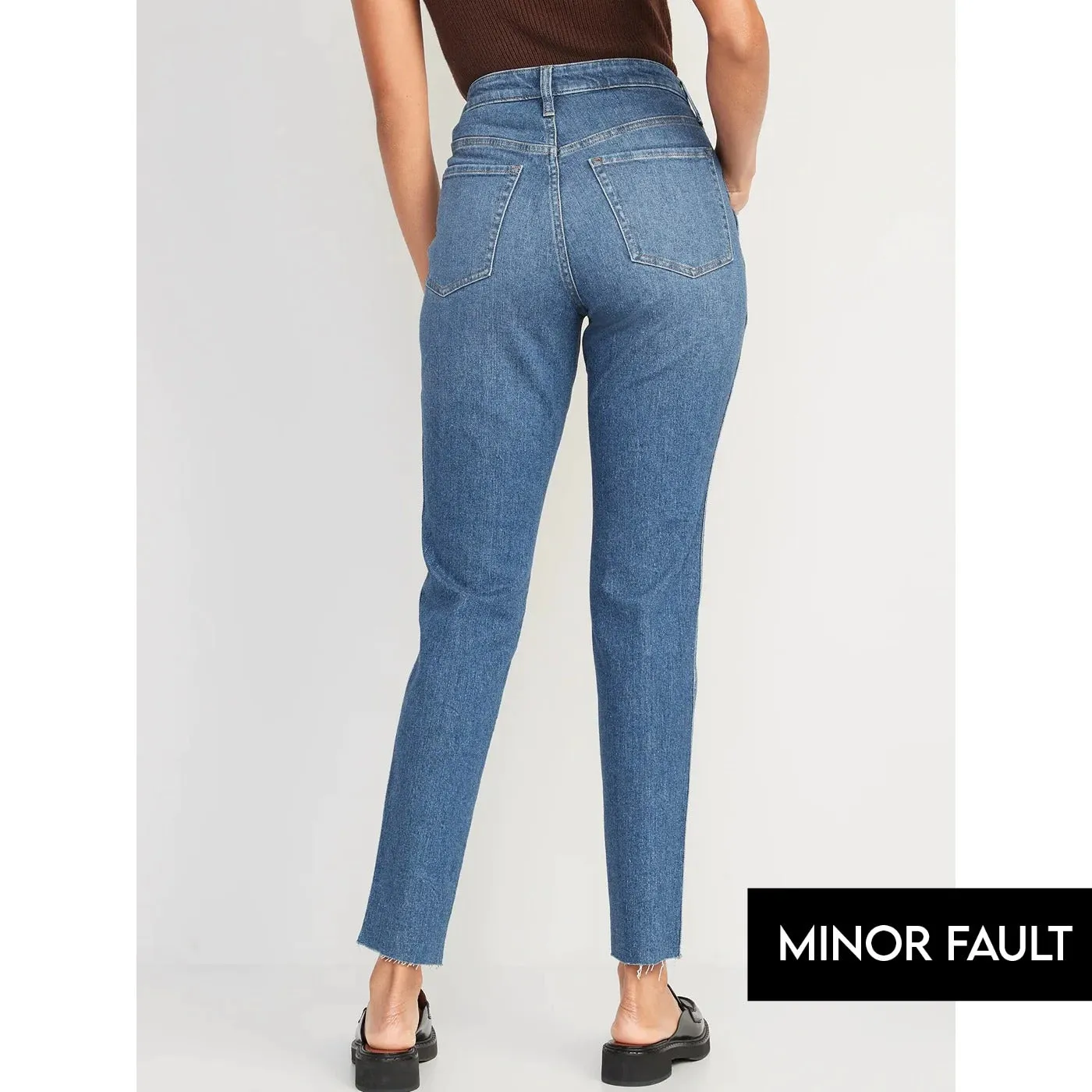 (Minor Fault) High Rise Straight Cut-off Jeans