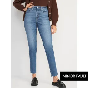 (Minor Fault) High Rise Straight Cut-off Jeans