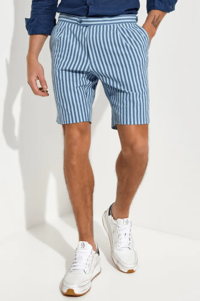 Oliver Casual Shorts - Blue Stripe Seersucker