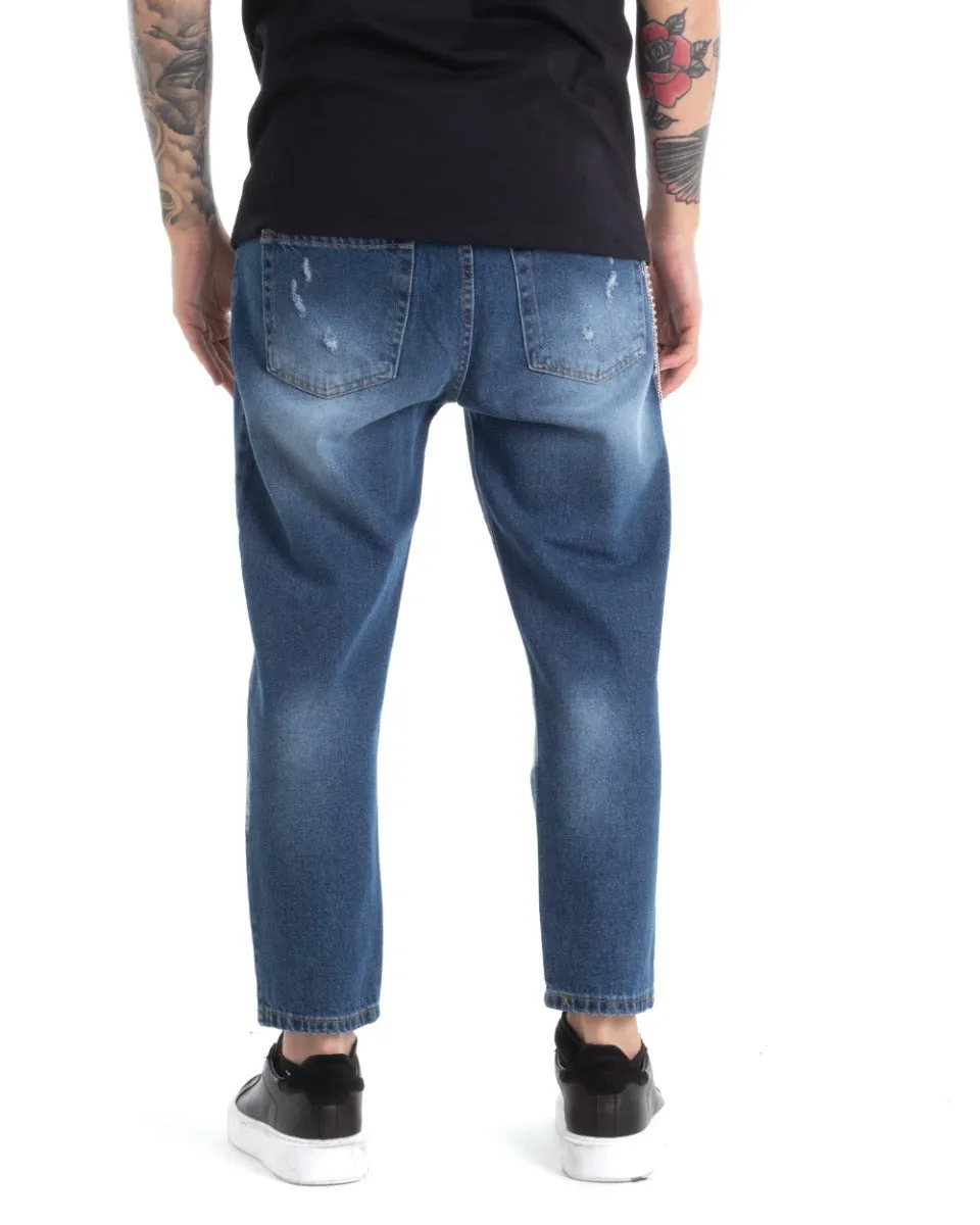 Pantaloni Jeans Uomo Loose Fit Denim Scuro Cinque Tasche GIOSAL-P5314A