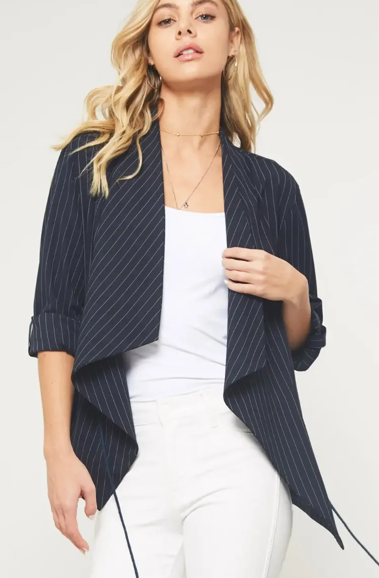 Pinstripe Shawl Blazer