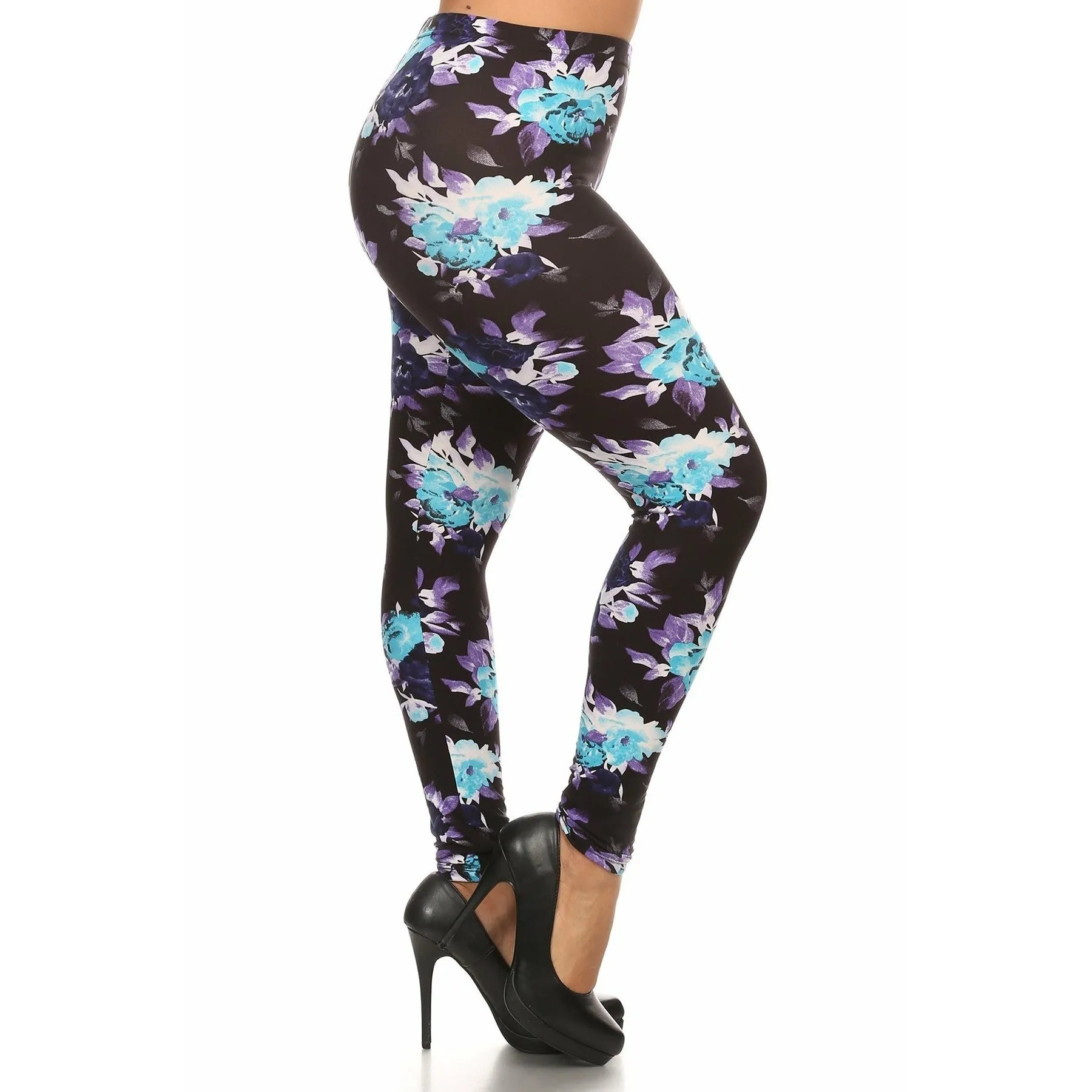 Plus Size Floral Print Full Length Leggings