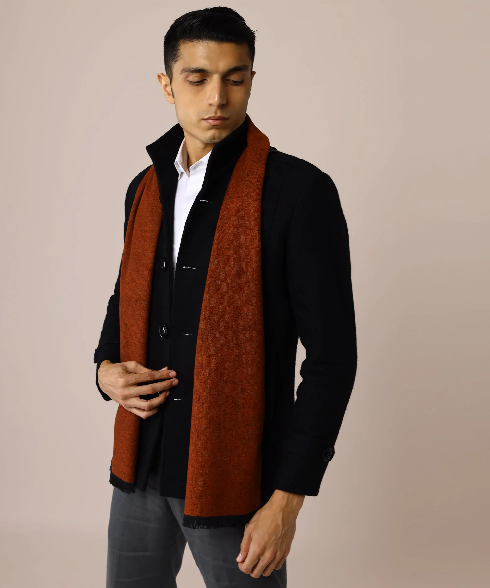 Rust Tweed Scarf