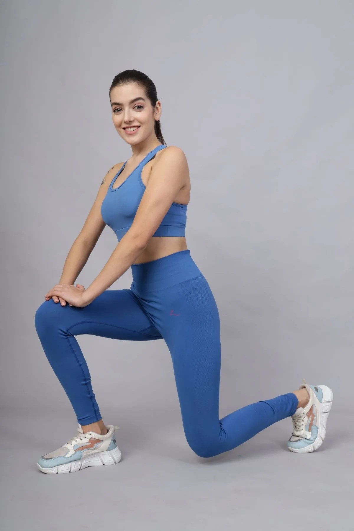 Seamless High Waisted Tummy Compression Federal Blue Postpartum Leggings