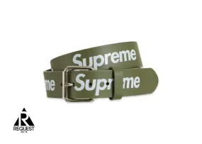 Supreme Repeat Leather Belt Olive