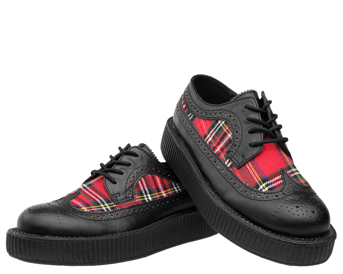 T.U.K Black Plaid Wingtip Viva Low Creeper