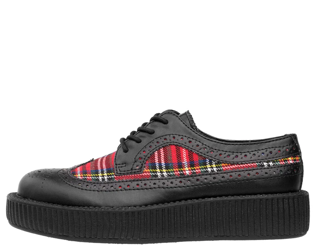 T.U.K Black Plaid Wingtip Viva Low Creeper