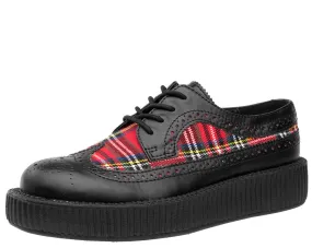 T.U.K Black Plaid Wingtip Viva Low Creeper