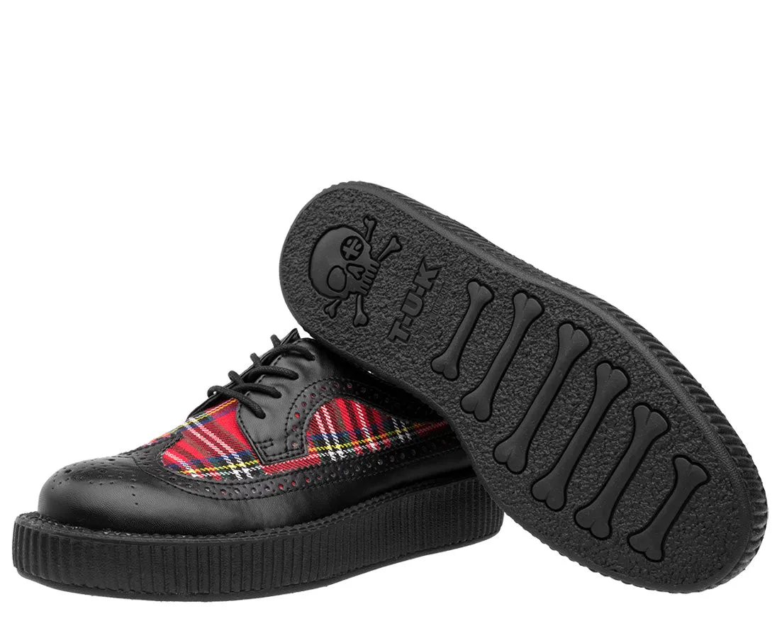 T.U.K Black Plaid Wingtip Viva Low Creeper