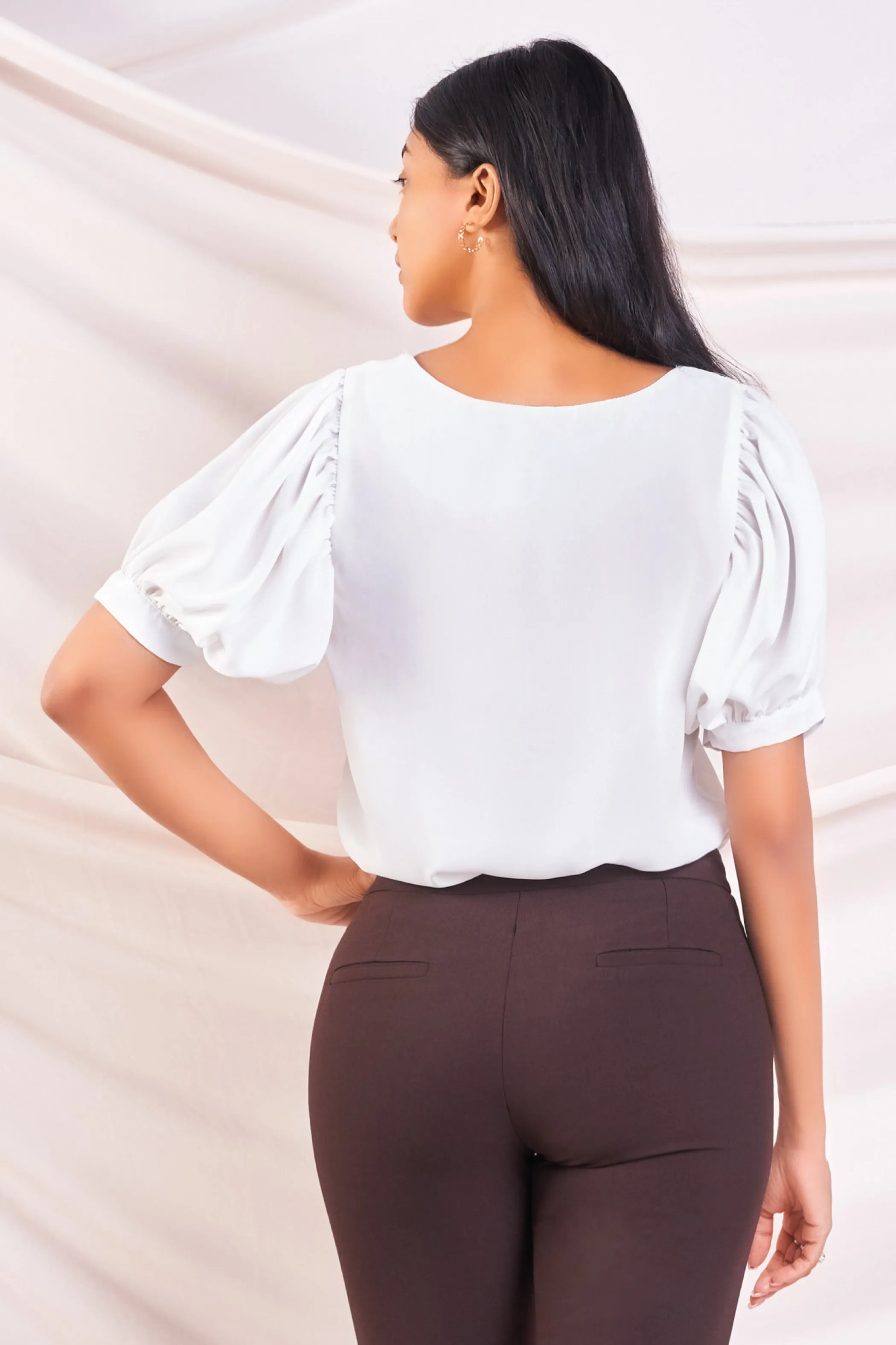 White Puff Sleeve Top